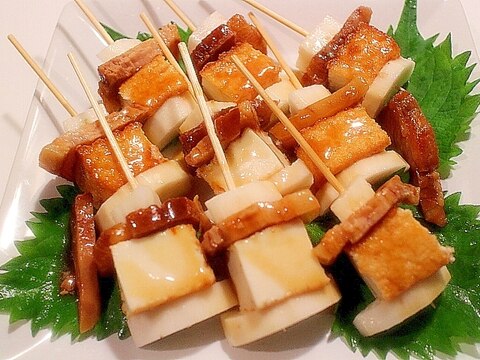 【超簡単・おうち居酒屋】角煮と厚揚げのピンチョス